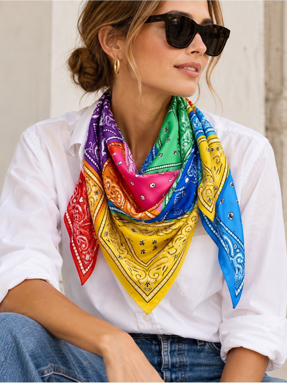 The Met Metropolitan Museum of Art 100% Silk Patchwork Bandana Scarf 36”